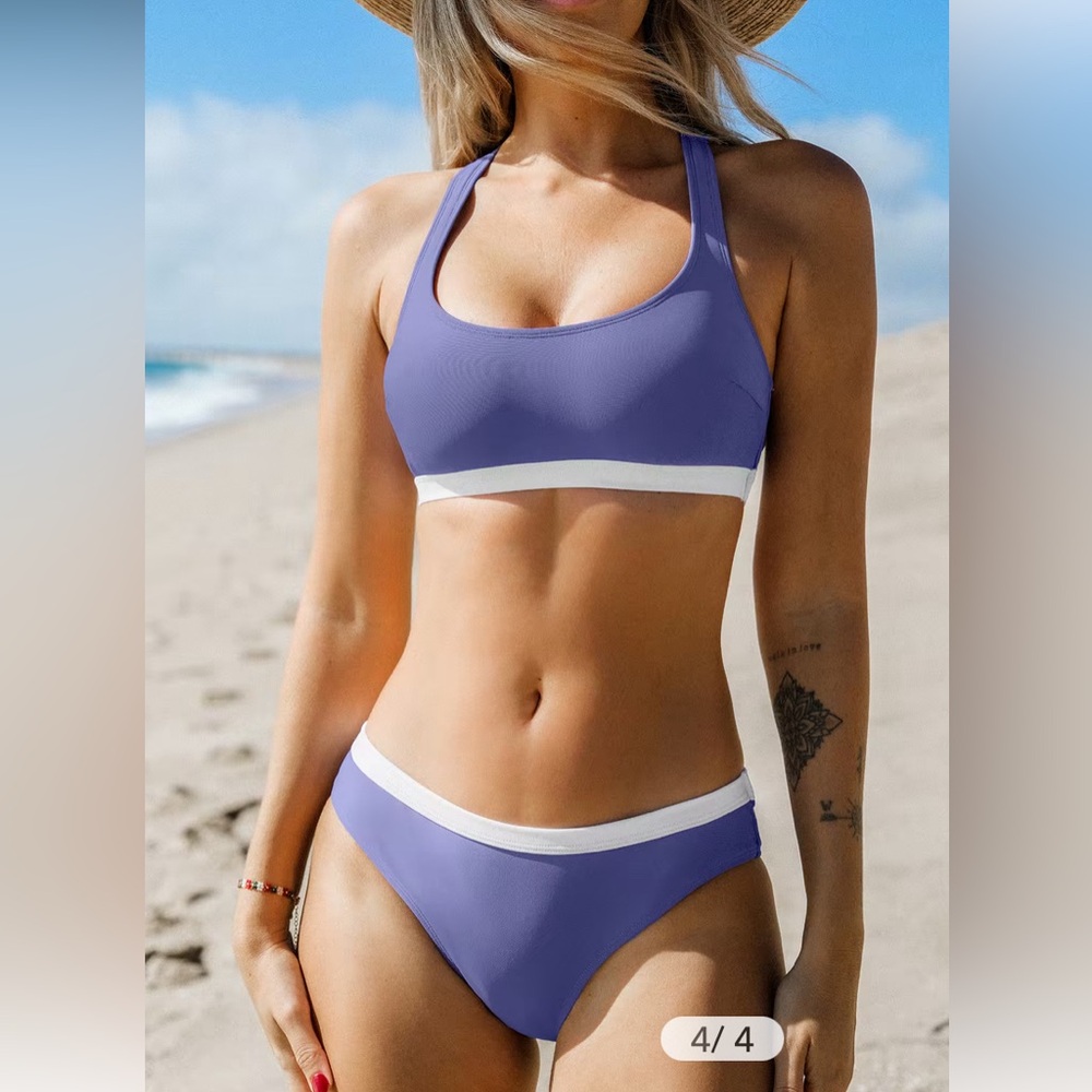 Purple and White Cupshe bikini